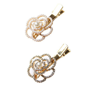 Xiwstar 2Pcs Rhinestone Crystal Pearl Flower Beak Duckbill Alligator Clip Pin Hair Accessories for Women Girls