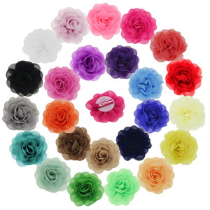 inSowni 24PCS Alligator Hair Clips 3" Chiffon Flower Barrettes Hair Bow Accessories for Toddlers Baby Girl Kids