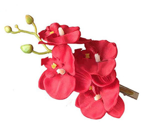 2PCS Hawaiian Orchid Flower Hair Clips Flowers Alligator Clips Hairpins Holiday Travel Wedding Decoration Hair Accessories For Women Lady Bridal (Red