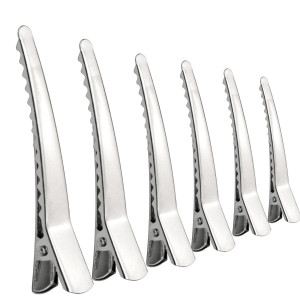 100 Pieces 6CM Silver Metal Alligator Teeth Prongs Clips Hair Pins Hair Bows