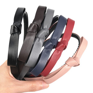 Ruihfas 6Pcs Leather Bow Hair Hoop Band Fashion Bowknot Teeth Comb Headbands Hairband Hair Accessories for Women Girls (Normal)