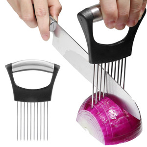 JAYVAR Onion Holder for Slicing, Onion Cutter Vegetable Chopper, Stainless Steel Tomato Slicer Vegetable Cutter for Potato, Avocados, Eggs, Food Slic