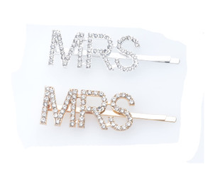 Sowaka BRIDE Hair Pin 2 Pcs Gold Silver Metal Vintage Hair Clip with Rhinestone Letter Hair Accessories for Bride Women Girls Wedding Bridal Shower P