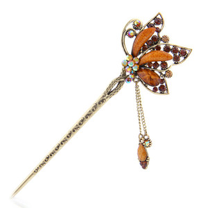 YOY Fashion Long Hair Decor Chinese Traditional Style Women Girls Hair Stick Hairpin Hair Making Accessory with Butterfly,Coffee