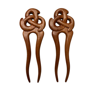 Marycrafts Set 2 Wooden Celtic Knot Hair Fork, Hairfork, Hair Pin, Hairpin, Hair Accessory, Hair Toy Handmade