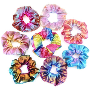 Onwon 8 Pieces Shiny Metallic Scrunchies Elastic Hair Bands Scrunchy Hair Scrunchies Mermaid Hair Bow Elastics Ponytail Holder Hair Ties Ropes for Wo