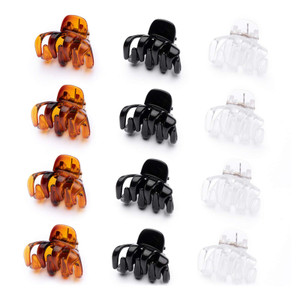 Cobahom 12 Pack Small Hair Claw Clips 1.2 Inch Plastic Hair Clips for Thin Hair No-Slip Mini Hair Clips Hair Styling Accessories for Women and Girls,