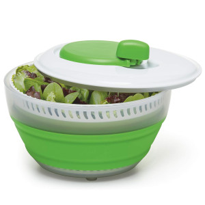 PrepWorks 3 Qt Collapsible Salad Spinner  Space-Saving, Easy-to-Use, BPA-Free, for Quick Salad Washing & Drying, Dishwasher Safe