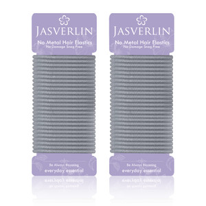 JASVERLIN Gray Hair Elastics Ties, No Metal Ponytail Holders for Women Girls Men Guys Thick Curly Hair Styling Accessories No Pull Damage Crease Brea