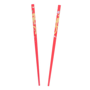 Set of Wooden Hair Sticks With Chinese Dragon Chopsticks - Red Medium