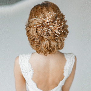 Sooshin 3 Pieces Bridal Hair pins Pearl Wedding Hair Accessories for Brides and Bridemaids Rhinestone Bridal Headpieces for wedding Crystal Hair Pins