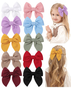 doboi 10PCS Baby Girls Hair Clips Bows Waffle Fable Hair Bows for Girls Hair Accessories for Baby Toddlers Kids 4.5 Inches