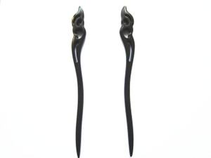 Myhsmooth Zz-bg-moon 2 Count Hair Sticks Natural Black Sandalwood(ebony) Handmade Carved Hair Clip Shawl Hair Pins Pack of 2 Pcs :Hold the Moon