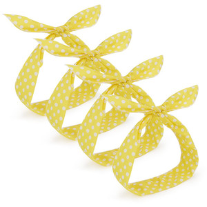 AHONEY 4PCS Yellow Headband for Girls and Women Polka Dot Headbands Retro 50s Hair Bow Wire Headband Vintage Hairband Hair Accessories (Yellow)