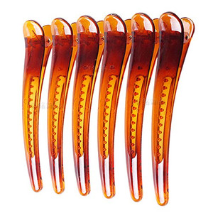 12PCS Brown Plastic Metal Alligator Bows Hair Clips Professional Hairdressing Salon Hair Barrettes Duck Bill Teeth Hair Clips Non Slip band Clips (12
