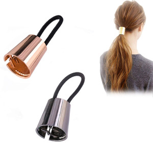 2PCS Circle Cuff Metal Hair Ties Hair Band Hair Rope Accessories Metal Elastic Hair Clips Ponytail Hair Cuff Headwear Hair Holder for Lady Women (Ros