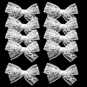 Honbay 10PCS White Lace Bow Hair Clips Fairy Hairpins Photography Hairpins Cute Hair Accessories for Women and Girls