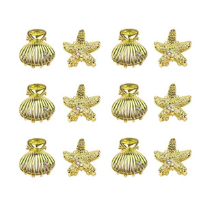 YISSION 12PCS Metal Hair Clips Small Starfish Hair Clip Shell Claw Clip Mermaid Hair Accessories for Girls Women Beach Party