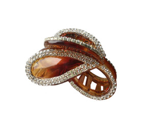 Women Simple Exquisite Acrylic Rhinestones Large Fancy Hair Claw Clip - Elegant Butterfly Jaw Clips Hairpin for Thick Hair (Brown)