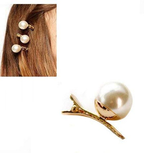 4Pcs Man-Made Pearl Hairdressing Duck Bill Alligator Hair Clips Gold Stainless Steel Modelling Clamp for Women Lady