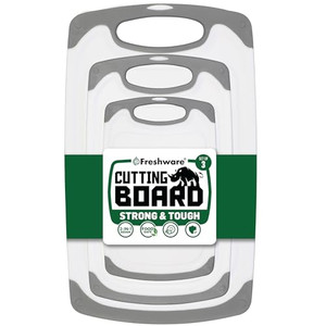 Freshware Cutting Boards for Kitchen, Chopping Board 3-Pack with Different Sizes, Juice Grooves and Non Slip Handles - Reversible, Large Cutting Boar