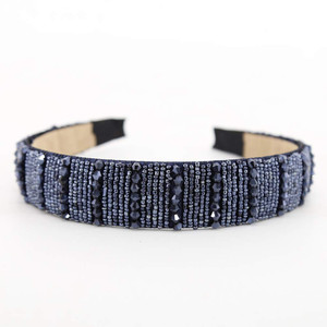 BTWTRY Navy Blue Broadside Hand Made Crystal Headband Fashion Lssuing Boutique Press Hair Headband for Woman and Girl Hair Accessories (Navy Blue)