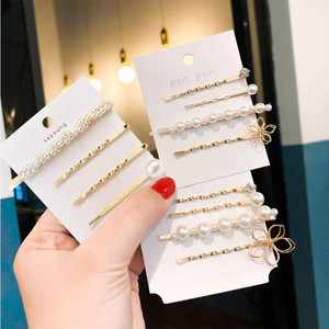 WHITEBRIDGE 12pcs Vintage Pearl Hair Bobby Pins Metallic Flower Barrettes Combination Hair Clips for Women Girls, Shiny Crystal Diamand Bobby Pins