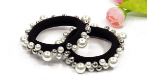 5 PCS Beauty Hair Elastics with Elegant and Beautiful Imitation Pearls Hair Ties Hair Bands Bulk Ponytail Hair Knots Elastics Holders Hair Elastic Br