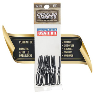 Crinkled Stainless Steel Heavy Duty Snagless Hairpins Pack of 12 Handmade Hair Pin (1 5/8 Inch)
