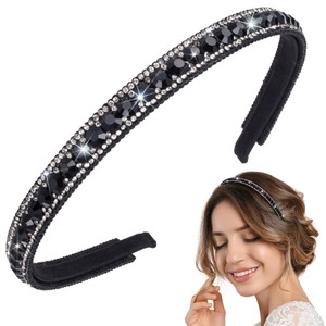 HINZIC Non-Slip Rhinestone Headbands for Women, Sparkling Crystal Hair Bands for Bridal Wedding, Bling Diamond Hair Styling Clips Accessories for Gir