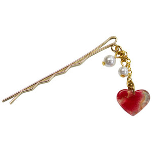 Japanese Chirimen Made Heart Design Hair Pin
