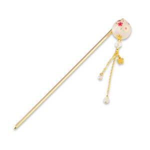 Hair Stick for Bun Kanzashi Metal Hair Pin, Japanese Style Hairpin Hair Chopsticks Hair Accessory for Women (SAKURA ball/White)
