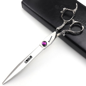 6/7/7.5/8/9 inch scissors silver professional hairdresser hair cut and trim diluted sharp 440C steel (7 inch flat shear-A)