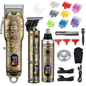 Lanumi Hair Clippers for Men Cordless Hair Trimmer Beard Trimmer/Nose Trimmer Professional T-Blade Trimmer USB Rechargeable Hair Cutting Grooming Kit