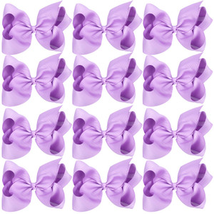 Large Boutique Hair Bows 6 Inch Cheerleading Cheerleader Cheer Bow Alligator Clips(Purple)