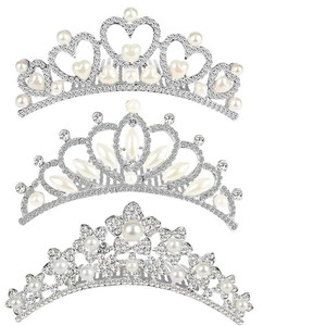 ANBALA Small Tiara Crown with Hair Comb, 3 Pack Mini Tiara Crown Princess Crystal Shiny Hair Accessories for 2 3 4 5 6 7 8 9 Years Girls Hair Dectora
