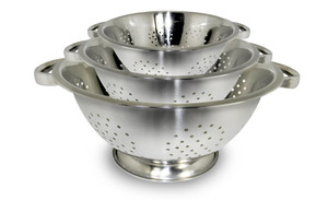 ExcelSteel Colander Set Stainless Steel | Nesting Design | Mirror Polished | Oversized Handles | 1-4 Quart, Set of 3