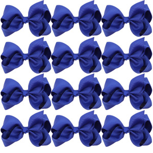 4 Inch Boutique Girls Hair Bows Hair Clips for Baby Girls Toddlers 12 Pcs Solid Color (Royal blue)