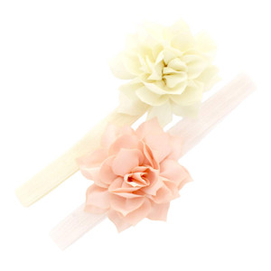 My Lello Baby Petal Flower Headbands Mixed Colors 2-Pack (Ivory/Pink Blush)