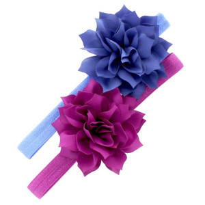 My Lello Baby Petal Flower Headbands Mixed Colors 2-Pack (Cornflower Blue/Royal Orchid)
