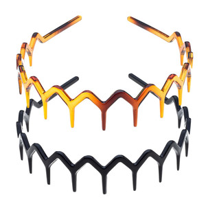 Ruihfas 2Pcs Casual Plastic Tooth Hair Comb Headband Comfort Wavy Toothed Hairband Hard Headbands for Women Men Girls