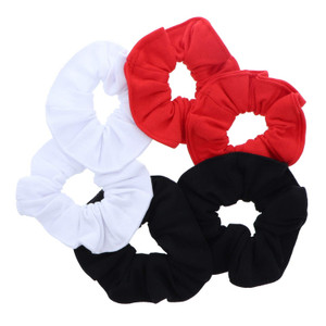 Large Solid Scrunchie - Set of 6-Black White Red
