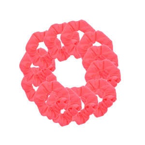 12 Pack Solid Hair Ties Scrunchies (Neon Pink)