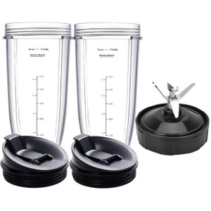 2 Packs Ninja Blender Cups & 7 Fins Ninja Blender Blade Replacement Compatible with Ninja Blender BN401 BN751 BN801 BL642 BL480-30 BL490-30 BL640 CT6