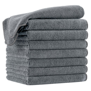 POLYTE Professional Quick Dry Lint Free Microfiber Hair Drying Salon Towel, 16 x 29 in, 8 Pack (Dark Gray)