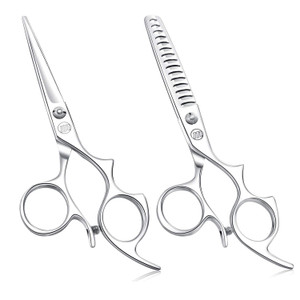 Moontay 6.0" Hair Cutting Shears Set with Large Finger Holes, Professional Barber Stylist Texturizing Shears, Salon Hair Cutting Scissors, 440C Japan