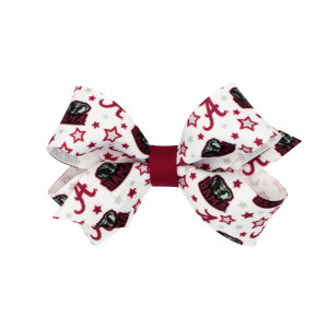Divine Creations Girls' Collegiate Themed Game Day Logo Print Hair Bow by Wee Ones on a WeeStay Clip, Classic Grosgrain, Mini, Alabama