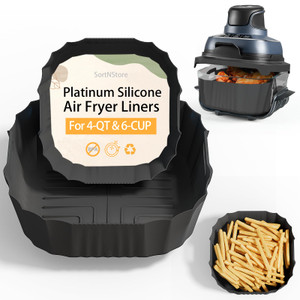 Air Fryer Liners for Ninja Crispi: Silicone Liners 2pcs Ninja Airfryer Accessories - Food Grade | Dishwasher-safe | for 4-qt & 6-cup Glass Container