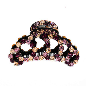 Suoirblss Woman Glinted Crystal Hair Clip Claw Pins Large Fancy Rhinestones Claw Clip Jaw Clips for Thick Hair (Purple champagne)