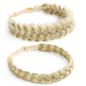 STHEJFB Braid Headband 2 3 Strands combinations Messy Wide Chunky Fluffy Elastic Stretch Hairpiece Braided Headband Women Girl Beauty accessory (sunk